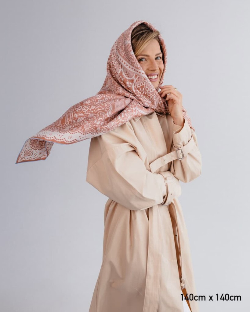 apaszka jedwabna dwustronna koronka plowa spadiora 18