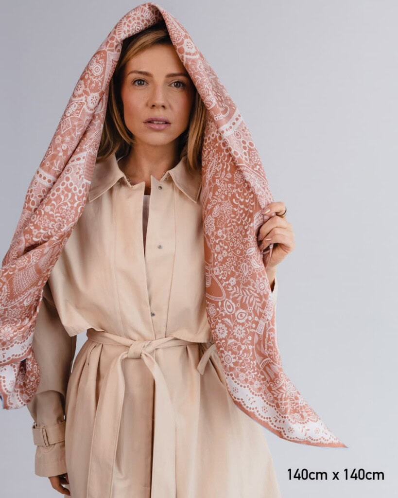 apaszka jedwabna dwustronna koronka plowa spadiora 21