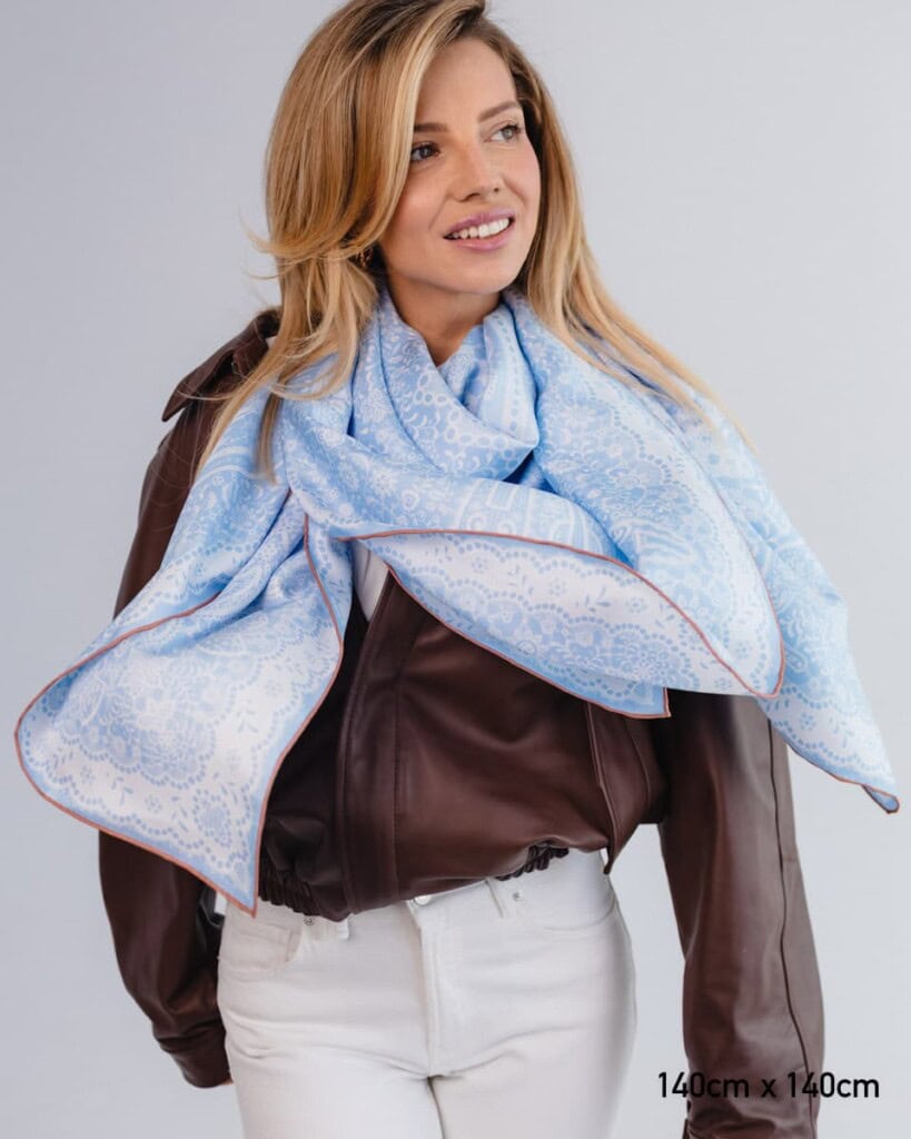 apaszka jedwabna dwustronna koronka blawatna spadiora 13