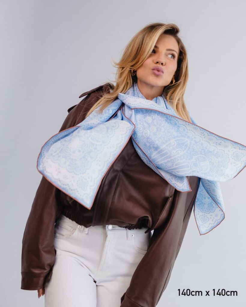 apaszka jedwabna dwustronna koronka blawatna spadiora 14