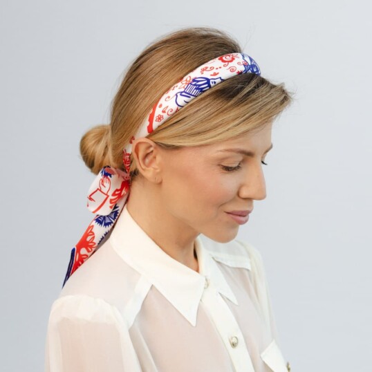 jedwabna opaska z dluga szarfa amoro wiwat spadiora