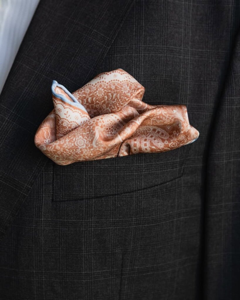 poszetka jedwabna meska dwustronna koronka plowa spadiora