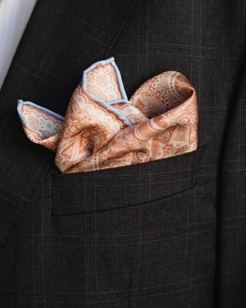 poszetka jedwabna meska dwustronna koronka plowa spadiora 1