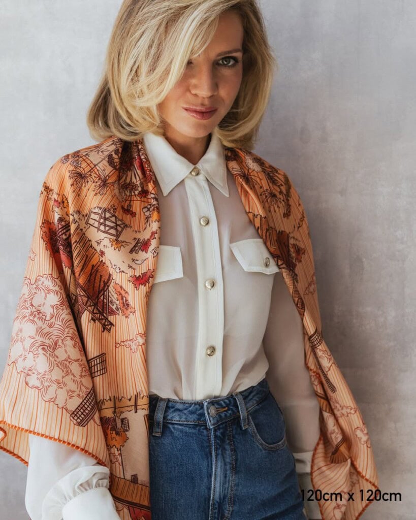 chusta welniano jedwabna dwustronna wiatraki spadiora 1