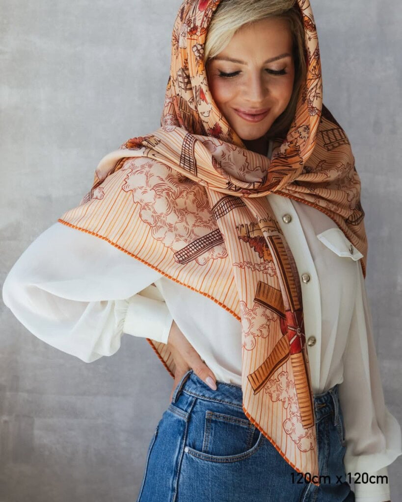 chusta welniano jedwabna dwustronna wiatraki spadiora 5