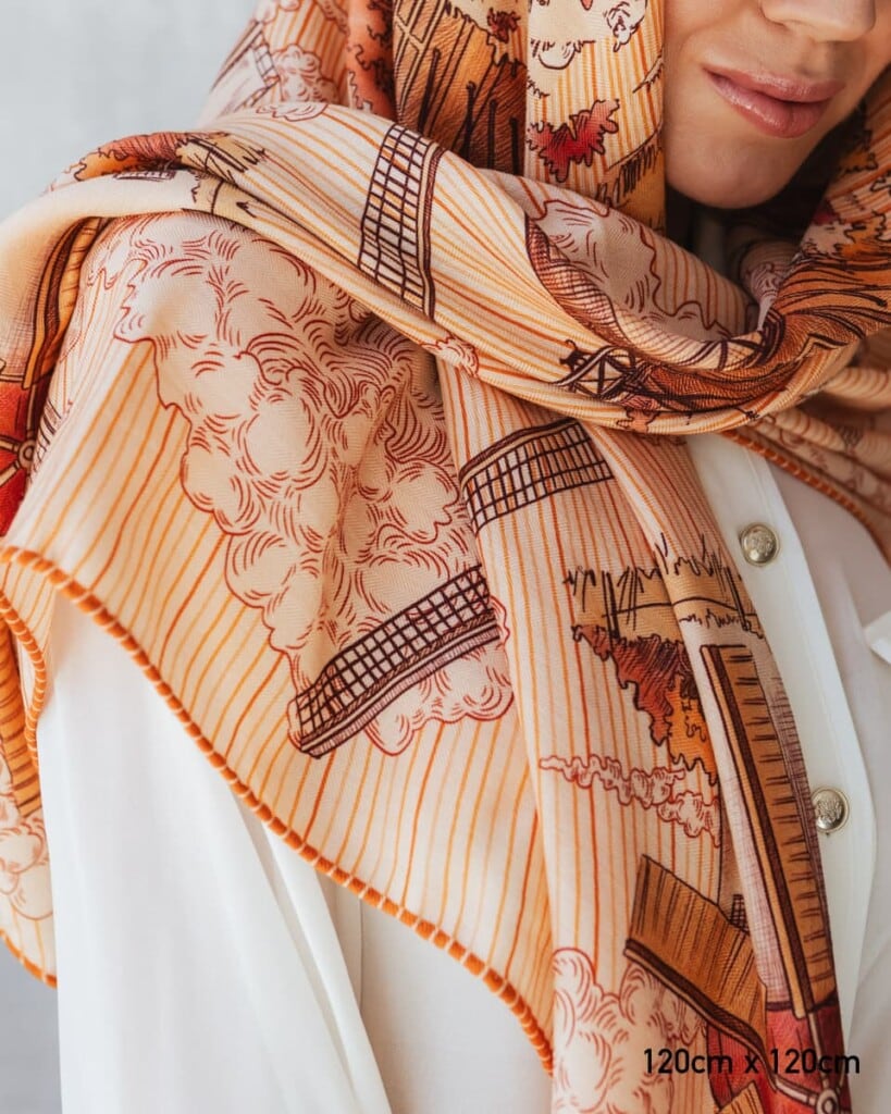 chusta welniano jedwabna dwustronna wiatraki spadiora 6