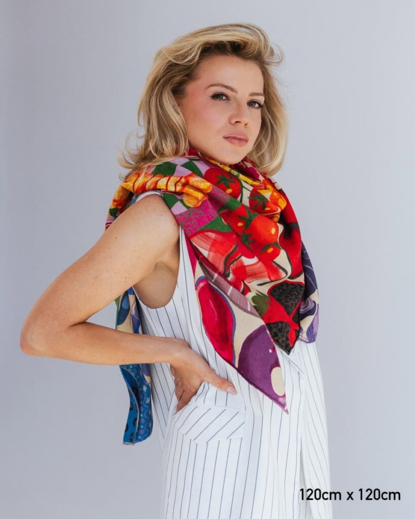 chusta welniano jedwabna dwustronna frykasy spadiora