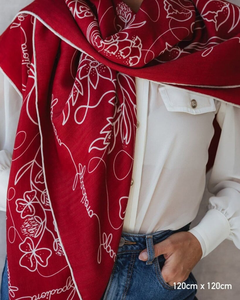 chusta welniano jedwabna dwustronna feminimal bordo spadiora 3