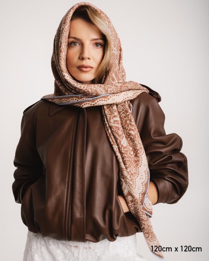 chusta welniano jedwabna dwustronna koronka polowa spadiora 3