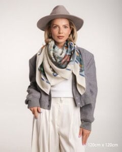 chusta welniano jedwabna dwustronna niebieskie szeptane opowiesci spadiora