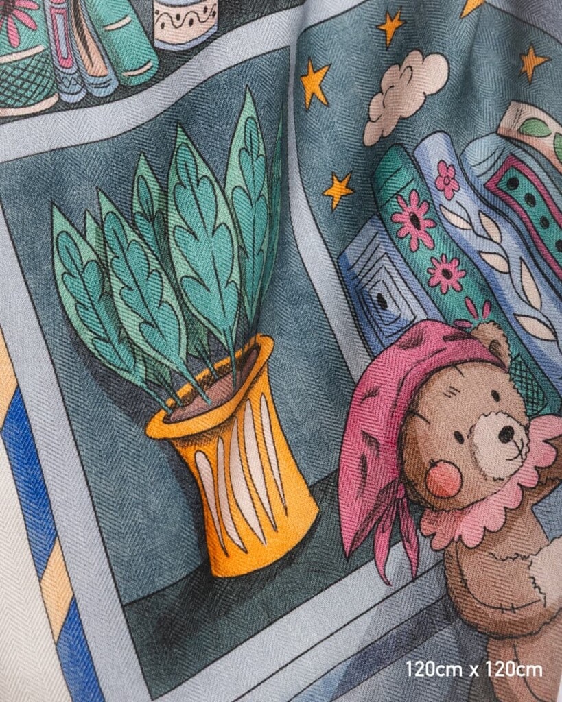 chusta welniano jedwabna dwustronna niebieskie szeptane opowiesci spadiora 6