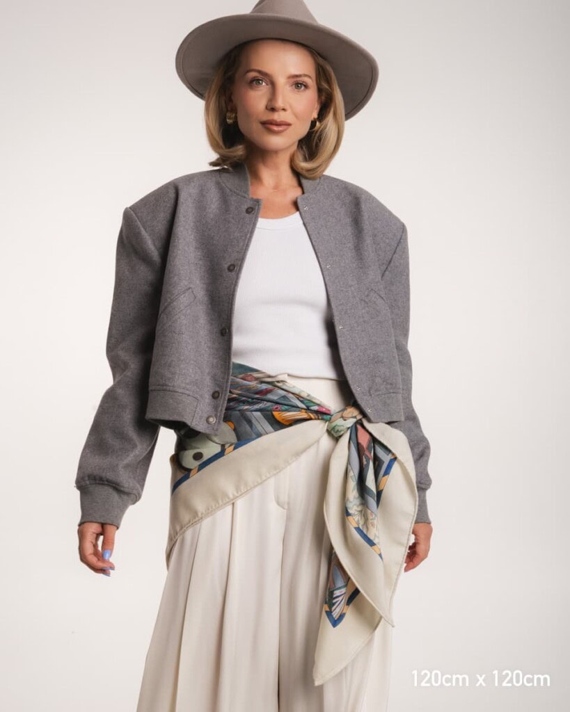 chusta welniano jedwabna dwustronna niebieskie szeptane opowiesci spadiora 8