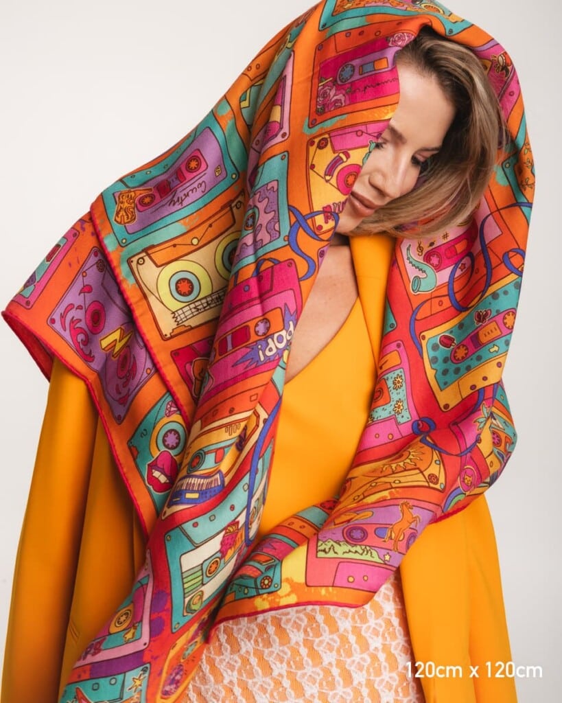 chusta welniano jedwabna dwustronna playlista spadiora