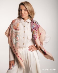 chusta welniano jedwabna dwustronna rozowe szeptane opowiesci spadiora