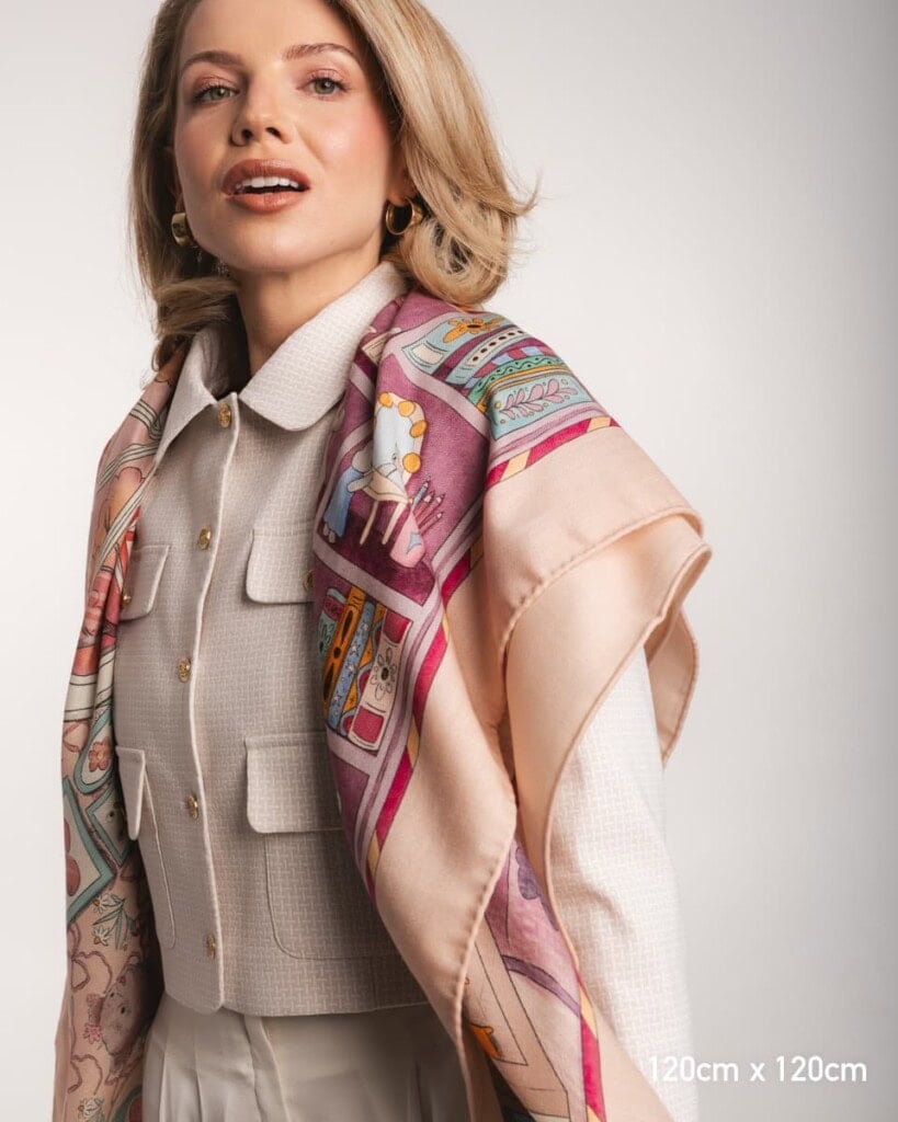 chusta welniano jedwabna dwustronna rozowe szeptane opowiesci spadiora 2