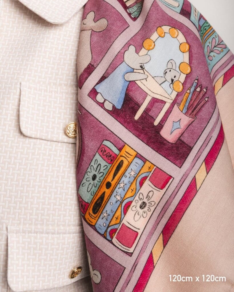 chusta welniano jedwabna dwustronna rozowe szeptane opowiesci spadiora 4