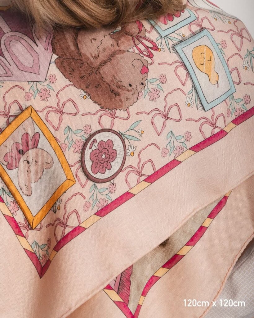 chusta welniano jedwabna dwustronna rozowe szeptane opowiesci spadiora 5