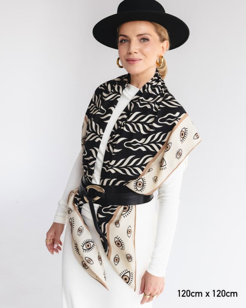 chusta welniano jedwabna dwustronna zebra spadiora