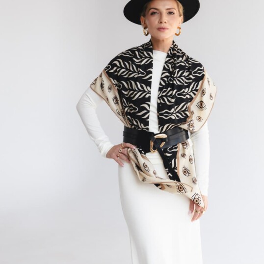 chusta welniano jedwabna dwustronna zebra spadiora 3