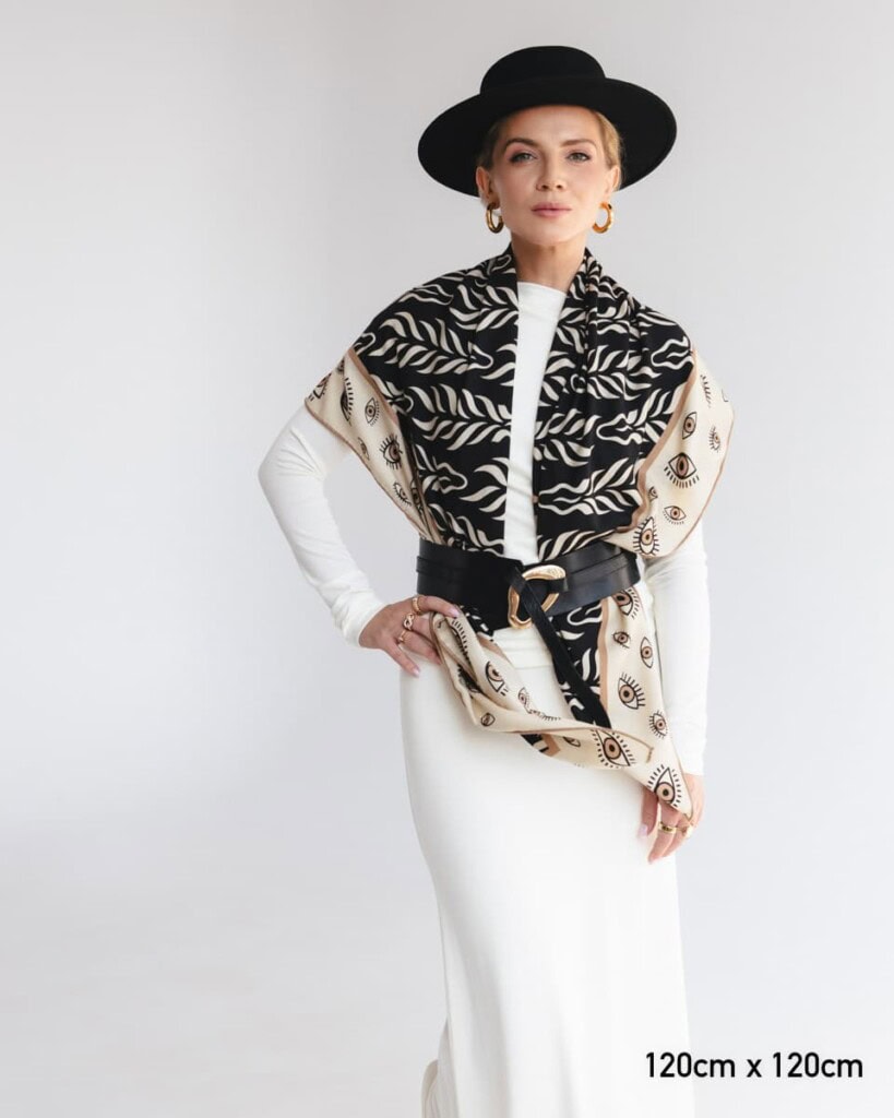 chusta welniano jedwabna dwustronna zebra spadiora 3