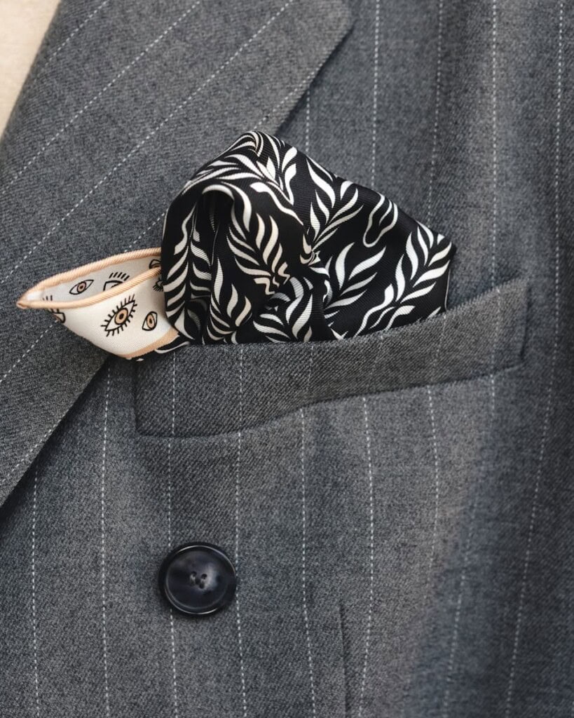 poszetka jedwabna meska dwustronna zebra spadiora