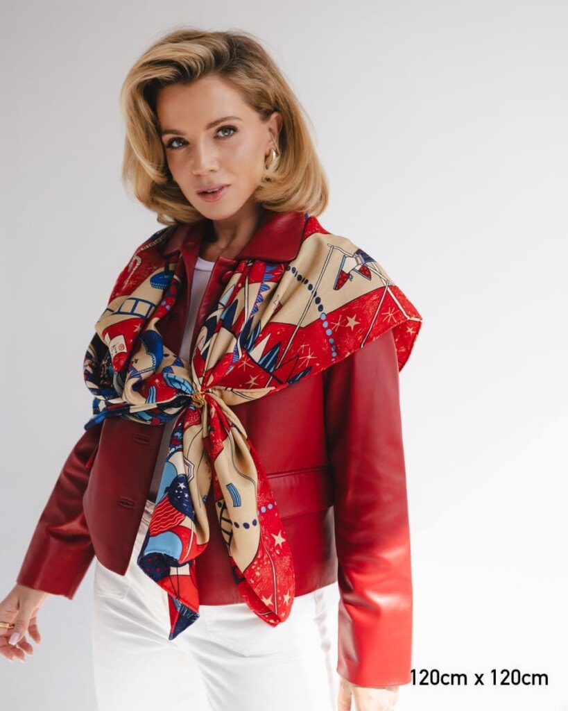 chusta welniano jedwabna dwustronna cyrk spadiora