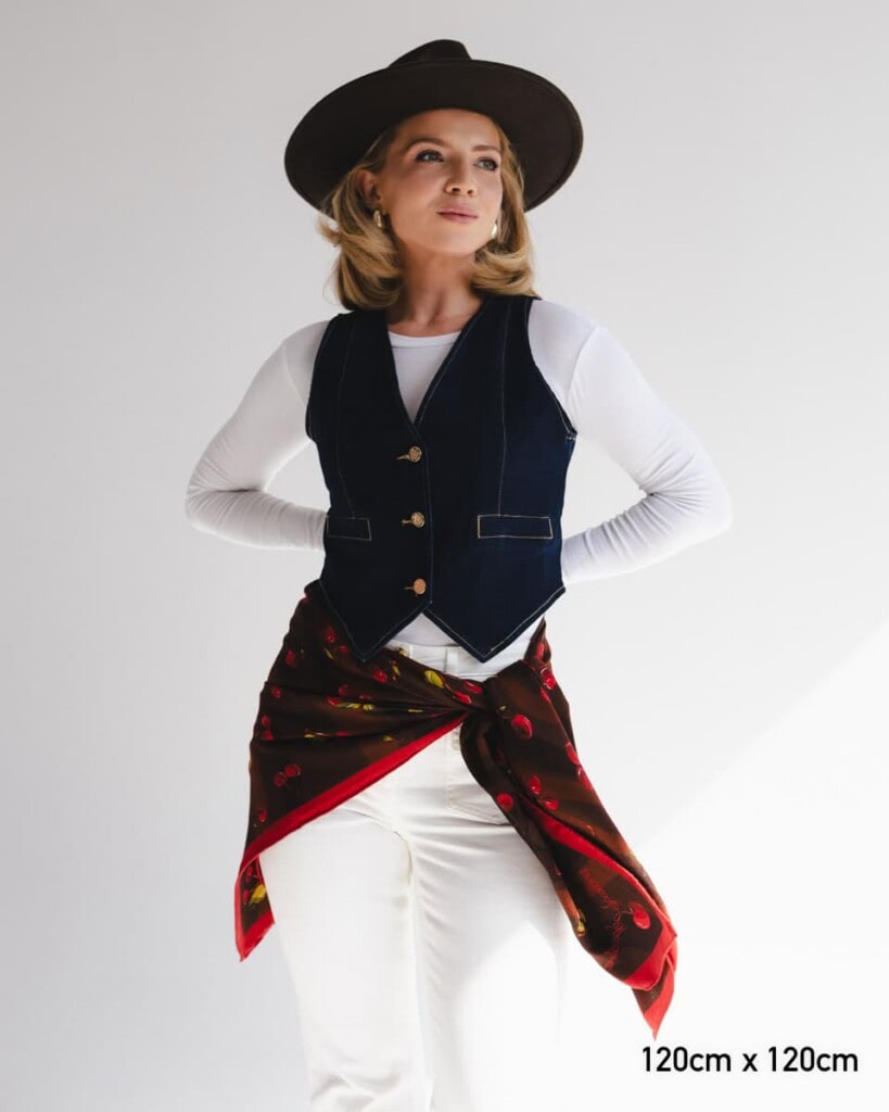 chusta welniano jedwabna dwustronna wisnie spadiora 1