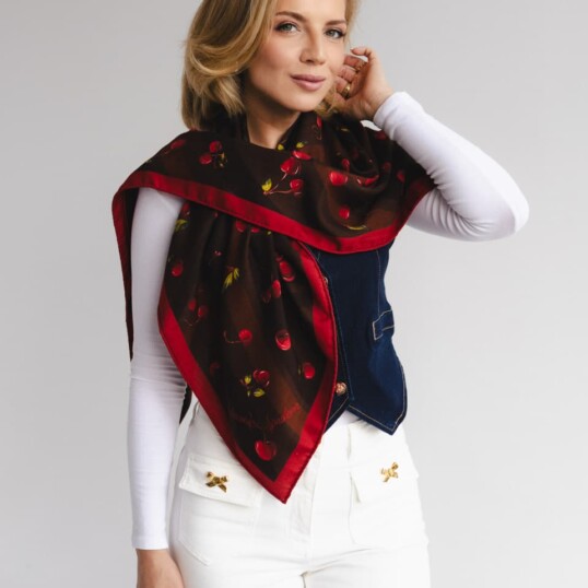 chusta welniano jedwabna dwustronna wisnie spadiora 5