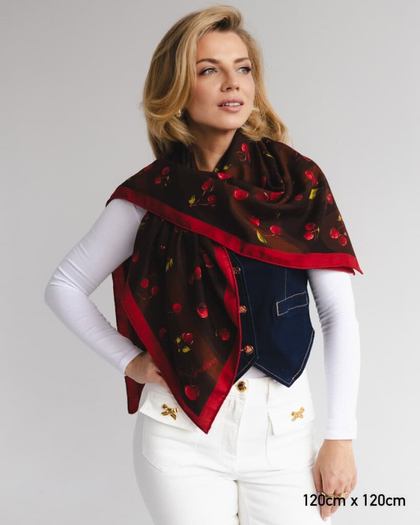 chusta welniano jedwabna dwustronna wisnie spadiora 6