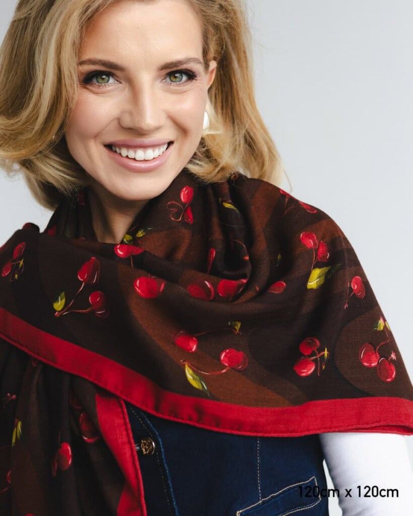 chusta welniano jedwabna dwustronna wisnie spadiora 7