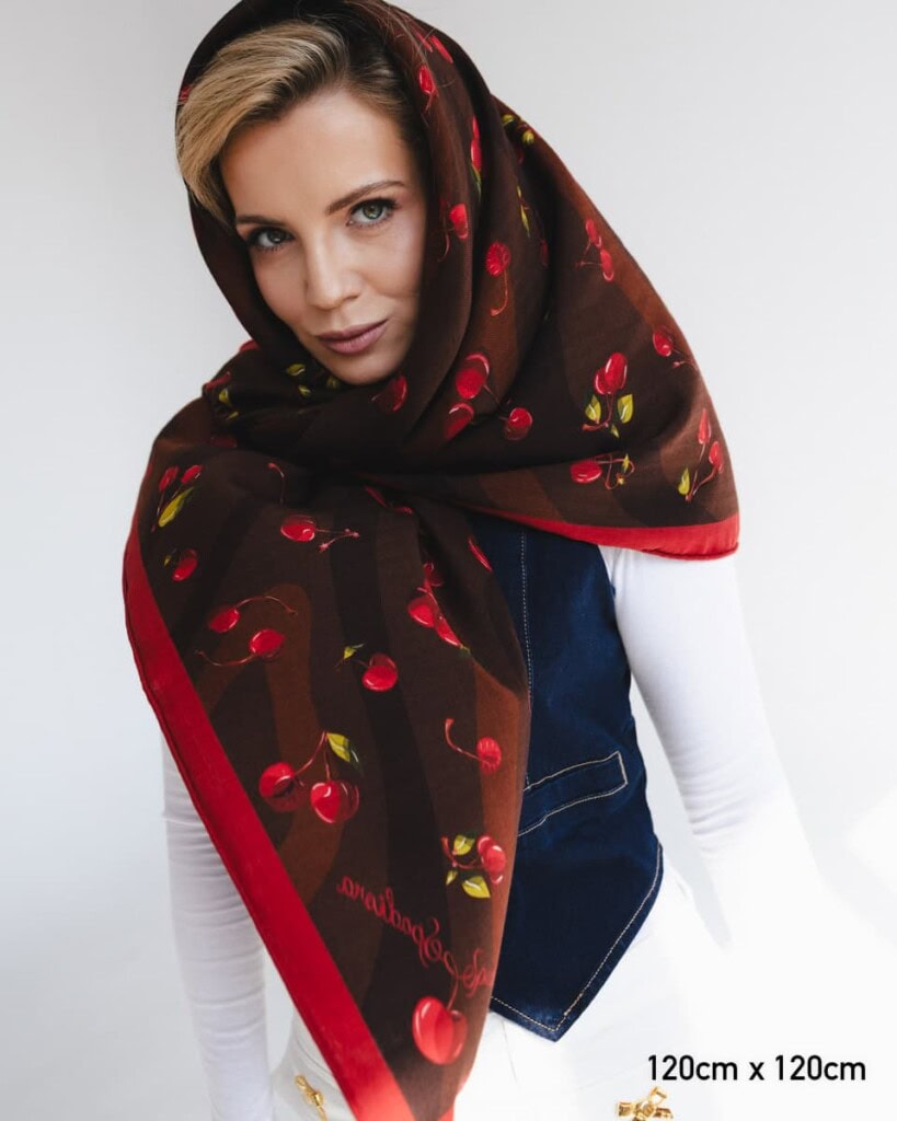 chusta welniano jedwabna dwustronna wisnie spadiora 9