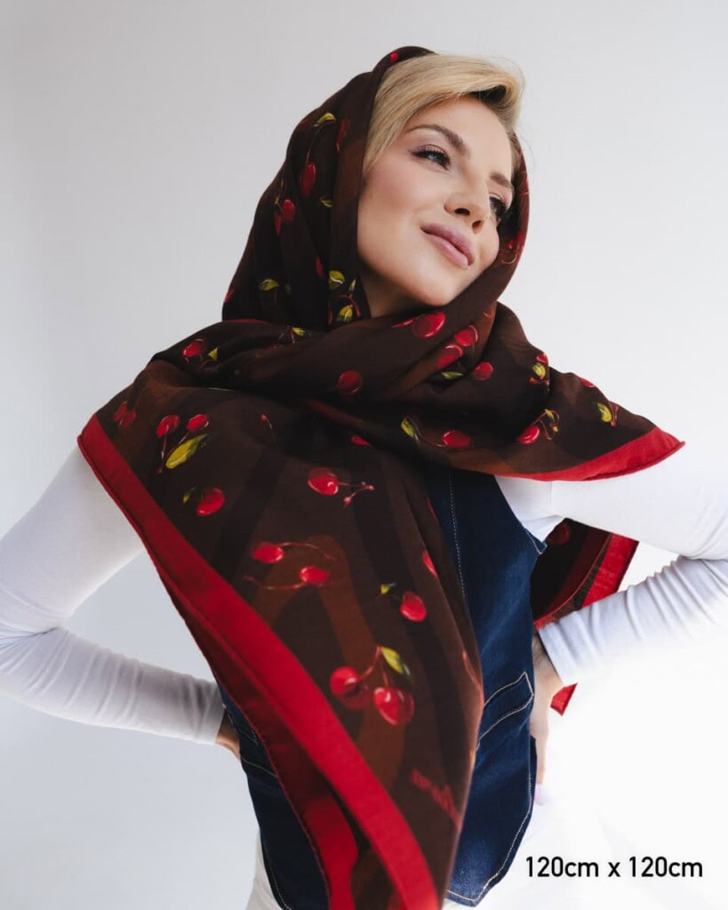 chusta welniano jedwabna dwustronna wisnie spadiora 10