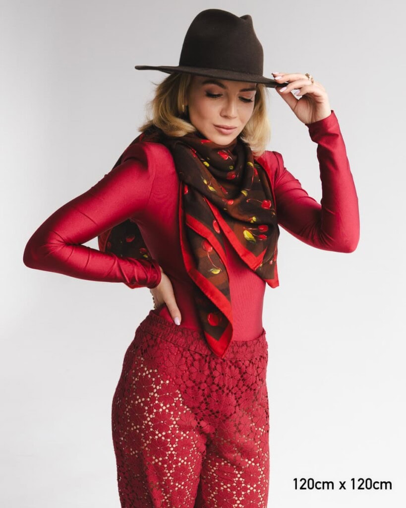 chusta welniano jedwabna dwustronna wisnie spadiora 12