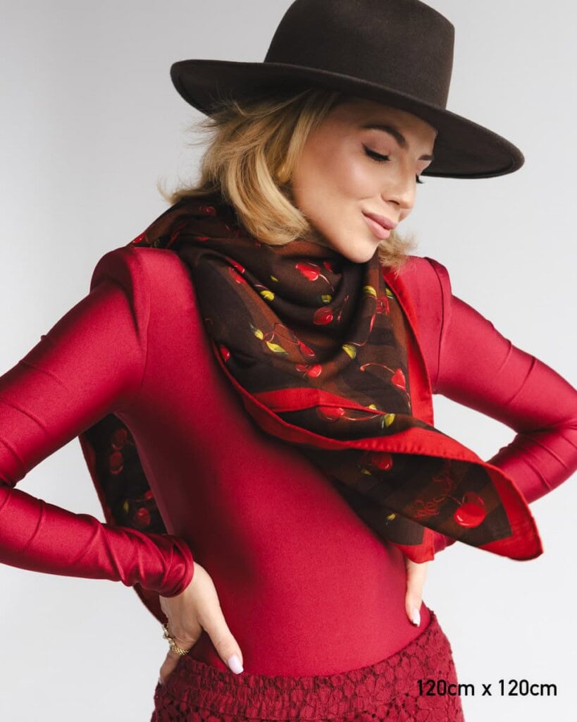 chusta welniano jedwabna dwustronna wisnie spadiora 13