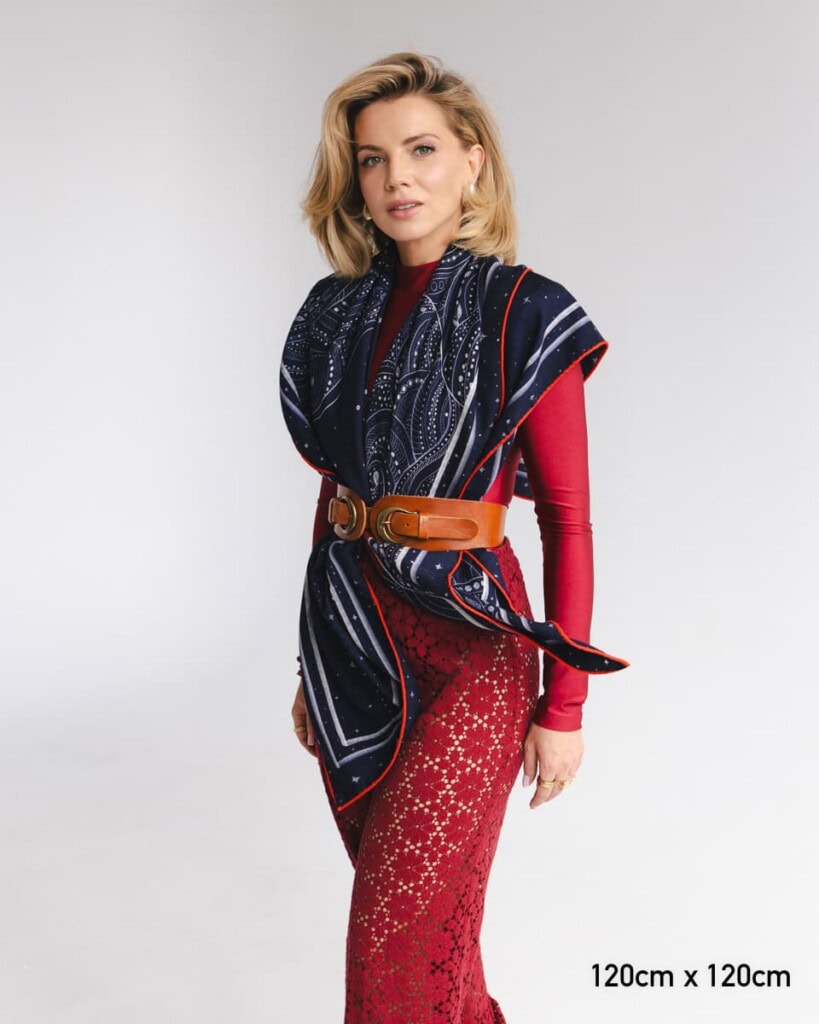 chusta welniano jedwabna dwustronna latarnia spadiora