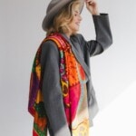 chusta welniano jedwabna dwustronna fauna spadiora