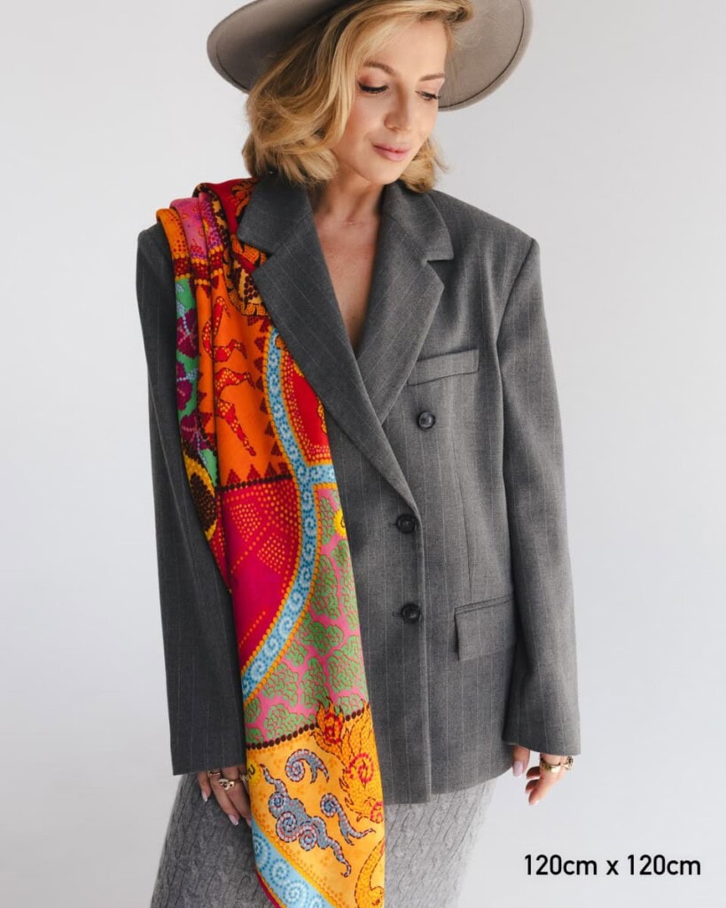 chusta welniano jedwabna dwustronna fauna spadiora 4