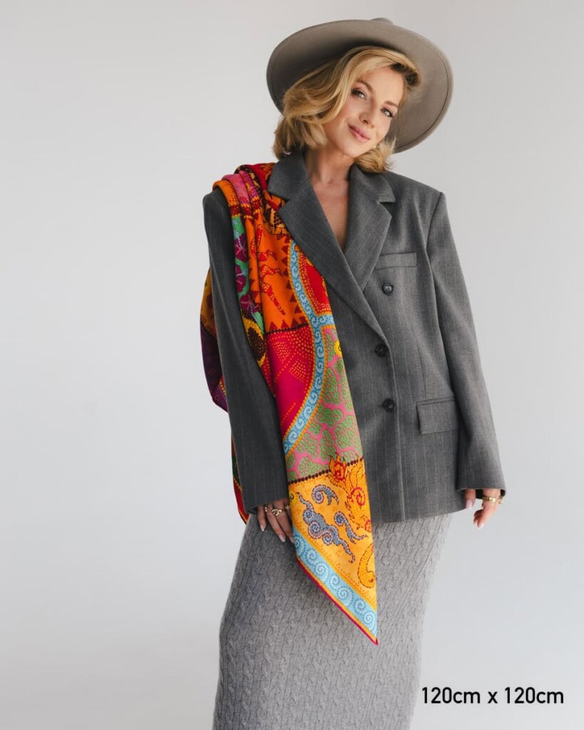 chusta welniano jedwabna dwustronna fauna spadiora 5