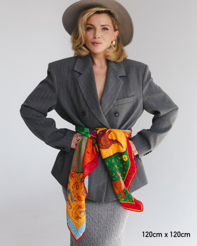 chusta welniano jedwabna dwustronna fauna spadiora 6