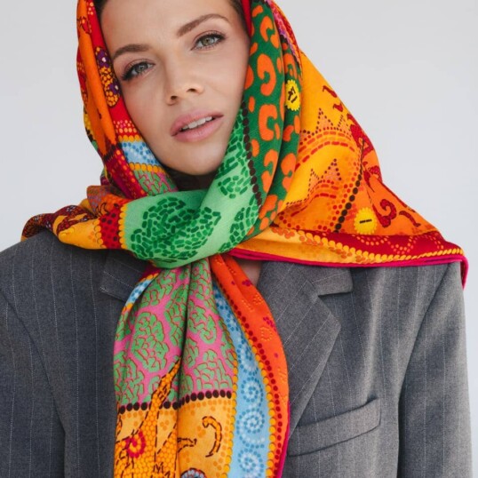 chusta welniano jedwabna dwustronna fauna spadiora 8