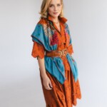 chusta welniano jedwabna dwustronna kwiaty podwodne spadiora