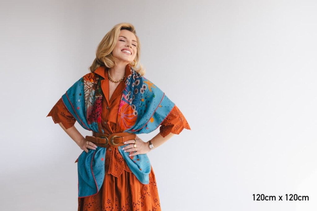 chusta welniano jedwabna dwustronna kwiaty podwodne spadiora 3