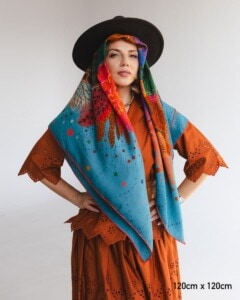 chusta welniano jedwabna dwustronna kwiaty podwodne spadiora 4