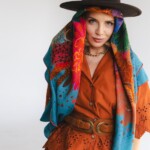 chusta welniano jedwabna dwustronna kwiaty podwodne spadiora 5