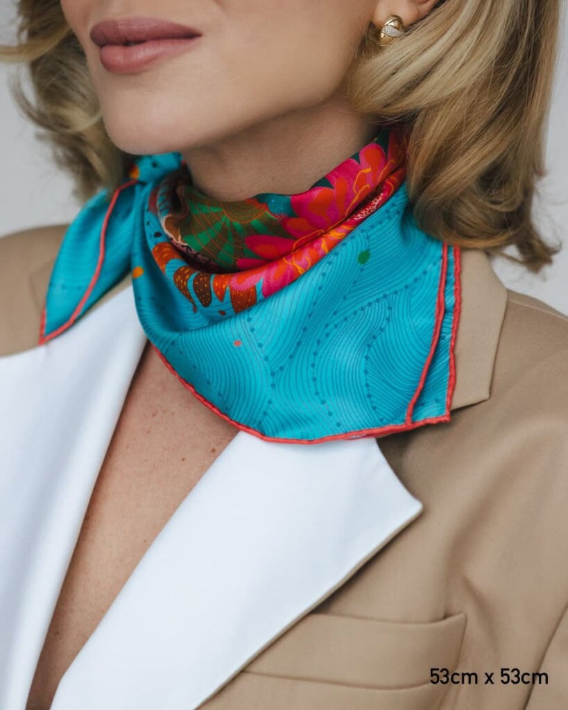 apaszka jedwabna dwustronna kwiaty podwodne spadiora 3