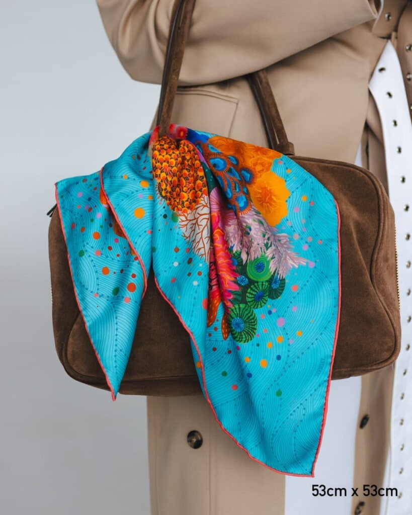 apaszka jedwabna dwustronna kwiaty podwodne spadiora 4