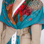 chusta welniano jedwabna dwustronna kwiaty podwodne spadiora 9