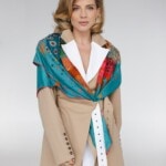 chusta welniano jedwabna dwustronna kwiaty podwodne spadiora 11