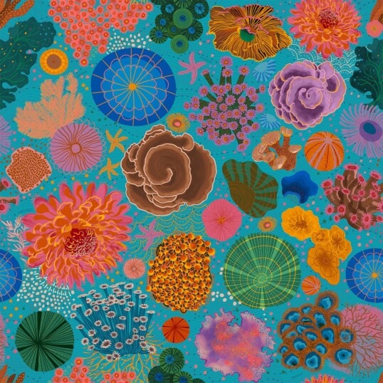 wzor kwiaty podwodne kolor spadiora