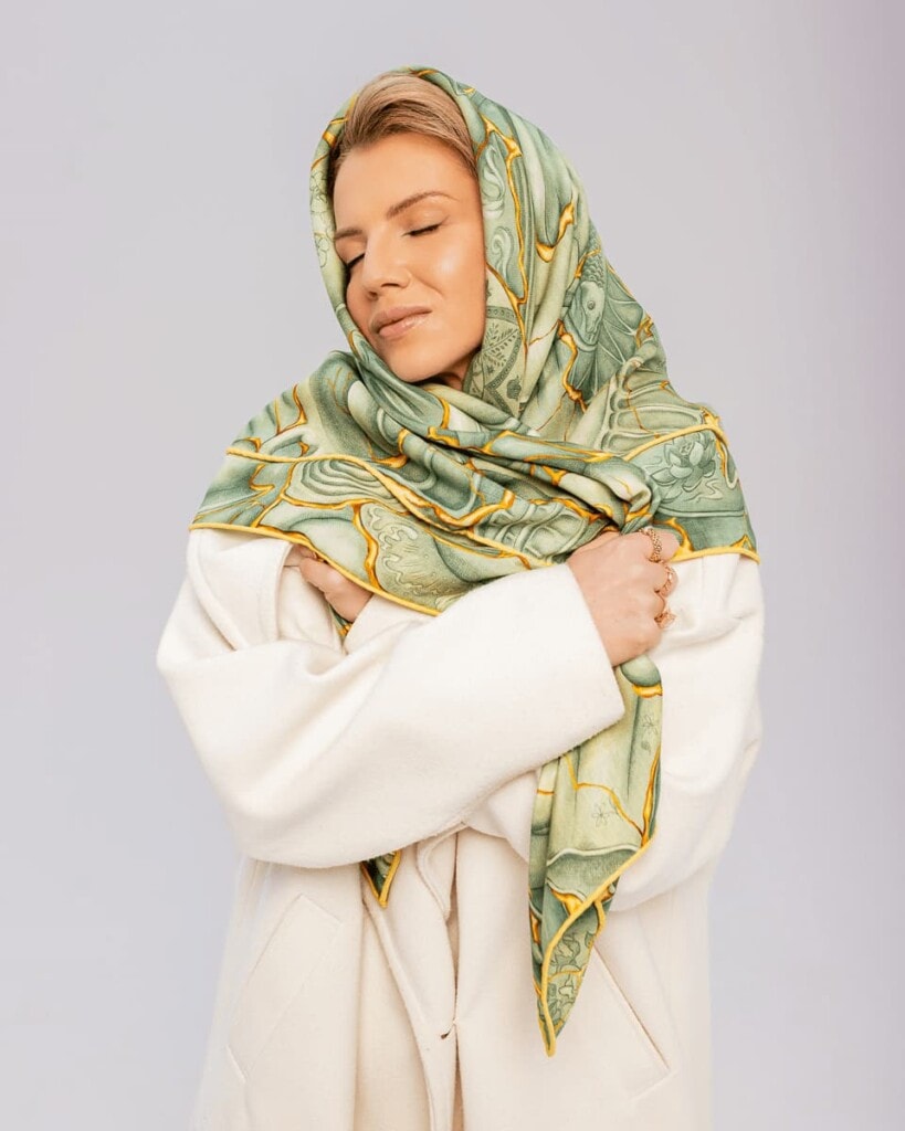 chusta welniano jedwabna dwustronna kintsugi spadiora 14